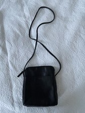 Osprey London Small Black Messenger Cross Body Bag Silver Satin Interior VGC