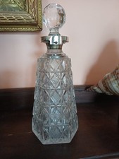 antique silver crystal locking decanter & key Betjemann bro. London 1901