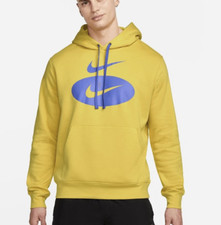 Nike Mens Long Sleeve Sports Hoodie Sweater Pullover Yellow Blue Size M L XL DM5458