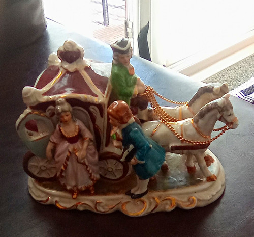 Porcelain horse drawn carriage - horse-drawn,