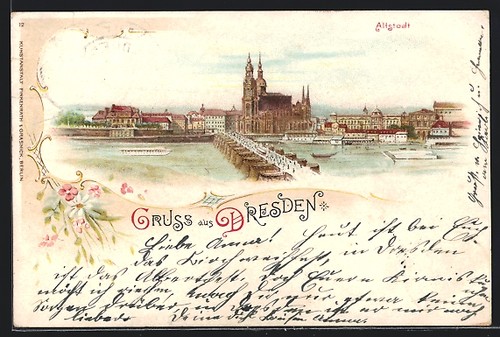 Lithograph dresden town view - dresden,,