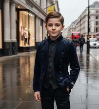 Boys Slim Fit Velvet Blazer 3-14Y False Two-Piece party Dinner Jacket Party Suit