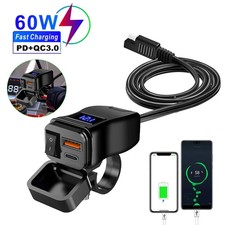 Dual Waterproof USB Port Motorbike Motorcycle Charger Socket Black Power-Adapter