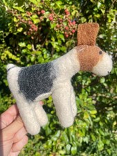 7” Needlefelt / Needle Felt Fox Terrier Dog Figure Toy / Soft Plush Doll Bear