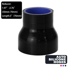 3-Ply Reinforced 2" to 2.75" ID Straight Reducer Silicone Hose 50-70mm Black