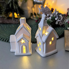 2Pc White Ceramic House-
