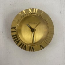 Tiffany & Co Brass "Atlas" Desktop Clock Roman Numerals Swiss Made 205369 RARE