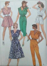 Vintage 1980s Simplicity 7331 Easy Jumpsuit Playsuit Sewing Pattern B36" UNCUT