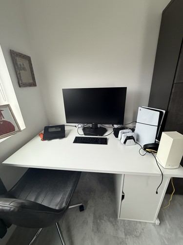 White working desk with one - desk,