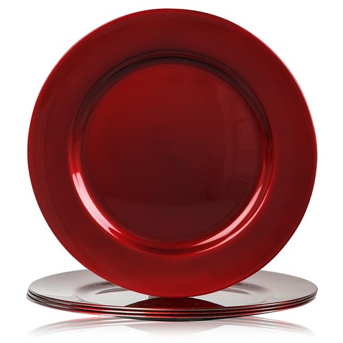 Set red charger plates - set, 4