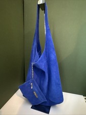 Blue Italian Suede Slouch Hobo