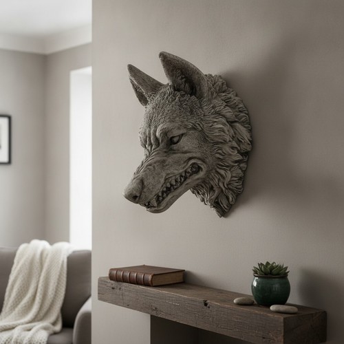 Stone garden large wolf wall - garden,