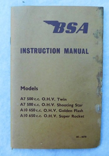 Bsa motorcycle book manual - bsa,