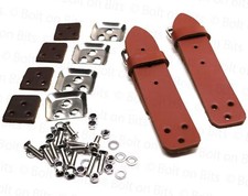 Pair Tan Leather Bonnet Catch