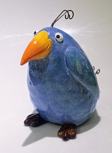 Blue crazy bird ornament funky - blue,