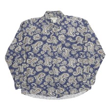 NATURAL ISSUE Mens Blue Paisley Shirt XL Cotton Long Sleeve Button Closure