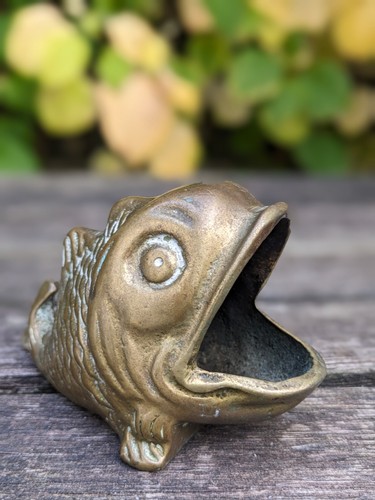 Vintage brass fish open mouth - vintage,