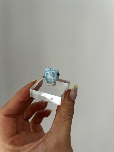 Larimar puffy crystal heart - puffy,