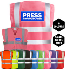 PRESS PHOTOGRAPHER Printed Hi-Vis High Viz Visibility Safety Vest Waistcoat