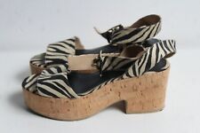 H&M Womens Cork Wedge Zebra