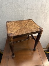 Arts & Crafts Woven Seat Footstool Oak frame Antique