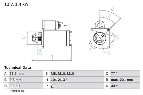 Bosch starter motor - for, nissan