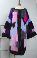 Vintage fluffy mohair hand knitted cardigan New Wave 80's size M