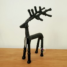 Black Metal Stag Reindeer Contemporary Ornament Decor Sculpture Gift
