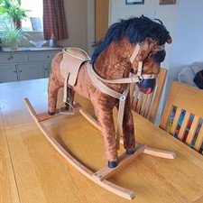 Vintage Childrens Ride On Rocking Horse, With Saddle & Stirrups, Good Condition