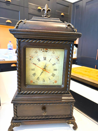 Brown wooden mantel clock - brown,