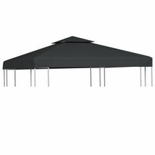Replacement Top Cover Gazebo Canopy Waterproof Garden Outdoor Dark Grey 3 x 3 m