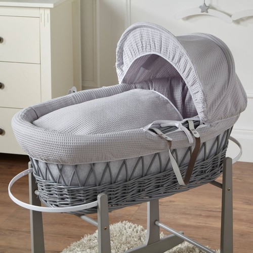 Baby moses basket grey waffle - grey,