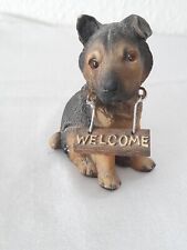 German Shepherd Puppy Sitting with Welcome Sign 3 inches tall