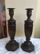 Pair Antique Turned Oak Baluster Candlesticks C.1930