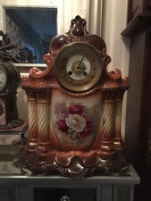 early 1900s cermaic mantel clock converted to quartz battery mvement