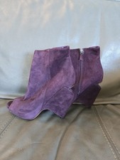 Nicholas Kirkwood Vero Cuoio Ladies Purple Suede Peep Toe Booties UK 7/40