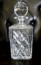 Decanter Square cut glass crystal - acid etched Thomas Webb Corbett?
