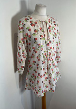 Marilyn Moore blouse top UK 8 VGC With Love cherry print tunic blouse top cotton