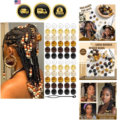 60pcs wooden hair beads for - wooden,