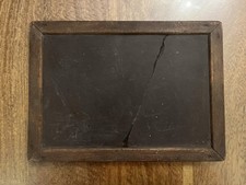 Antique Slate Chalkboard Wood Frame Double Sided 26.5 x 19cm. Cracked. 