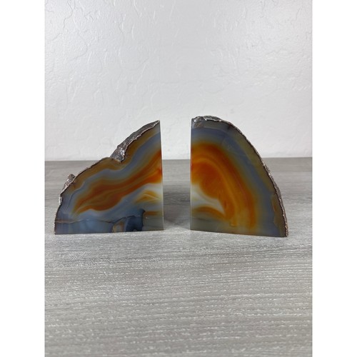Natural agate geode bookends - agate,