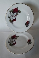 Harleigh England Vintage Pair of Bone China Floral Side Plates 15.5cm VGC