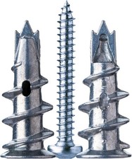 Metal Plasterboard Fixings, 20 Heavy-Duty Self-Drilling Anchors with Screws for