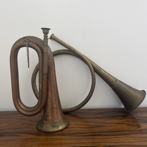 Vintage brass bugle french - vintage,