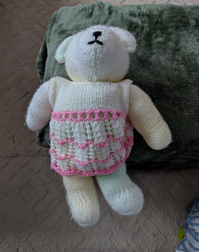 Handmade knitted white bear - handmade,