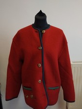Geiger Vintage Red Wool Jacket Turol Embroidered  Sz 40 Made Austria ❤️CHARITY 