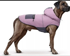 Dog Coat with Hood, Winter Warm Jacket Windproof, Harness Hole & Fleece Lining