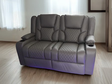 Electric Recliner 2 Seater Sofa in Grey Leather Orlando NEW | MNS250 | Clearance