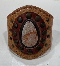 Handmade Leather & Agate Cuff