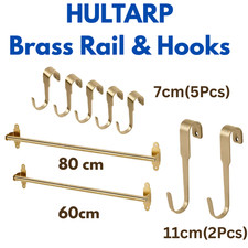 Ikea HULTARP Wall Rail Steel Towel Rack Polished Brass Rail Hooks 60/80 cm